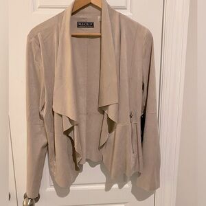 Faux-Suede Drape front jacket